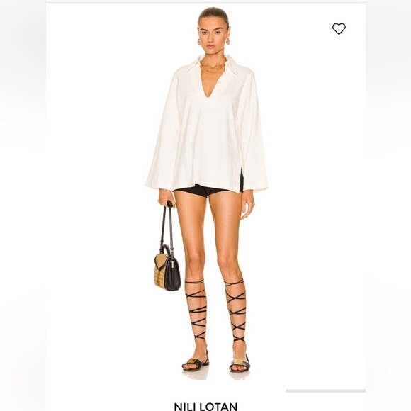 Nili Lotan Paulette Terry White 100% Cotton Shirt - Picture 4 of 10